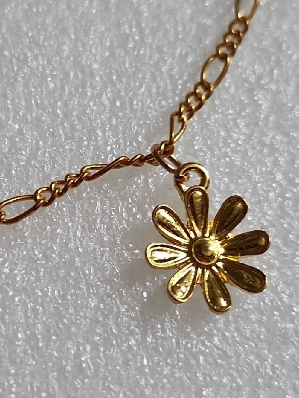 Hand Crafted Gold Daisy Bracelet / Anklet Charm - Women Jewelry